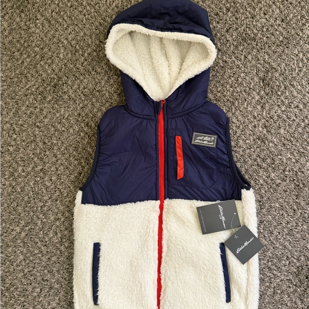 Eddy Bauer Kids Navy and White Hooded Vest
